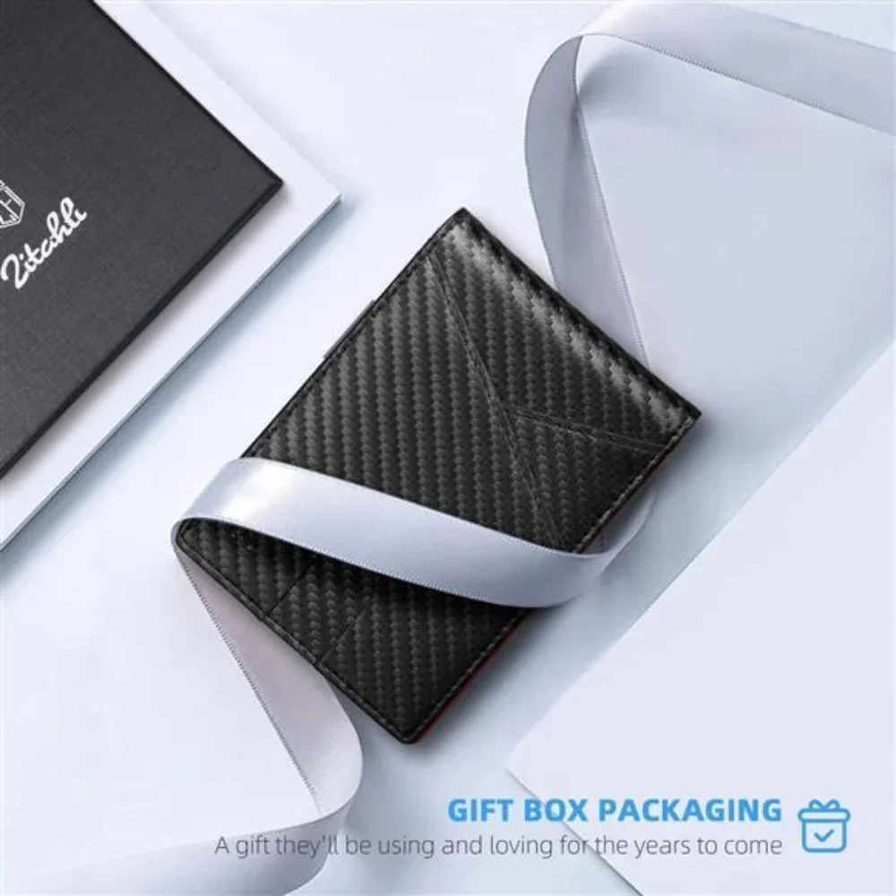 Red/Black RFID Wallets for Men Slim Money Clip Wallet